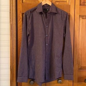 Burgundy and Grey Striped Button Down